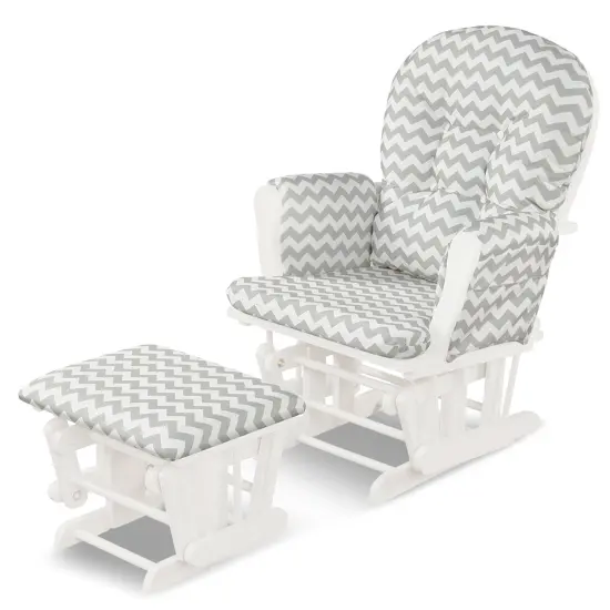 Costway Glider and Ottoman Cushion Set Wood Baby Nursery Rocking Chair Beige/Brown/Dark Grey/Light Grey/Pink/Grey {10}
