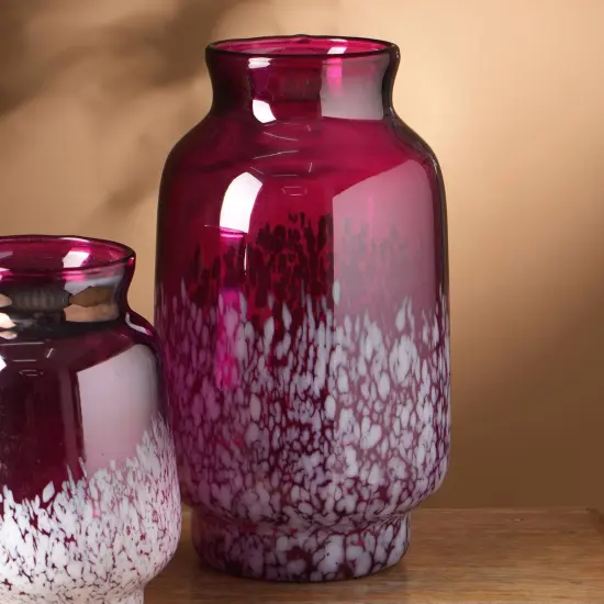 Decorative Ruby Lustre With Splutter Glass Vase- 7X12" {2}