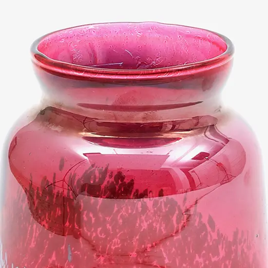 Decorative Ruby Lustre With Splutter Glass Vase-8" Inch Height {5}