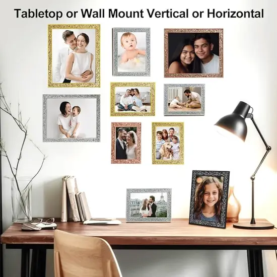 8x10 Picture Frame Glitter, Rose Gold Bling 8 by 10 Photo Frames with HD Real Glass, for Wall or Tabletop Display (8 x 10, Rose Gold) {3}