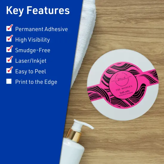 Avery Neon Magenta Paper Labels, 2-3/8" x 8" Wraparound {2}