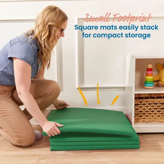 Play Patch Activity Mat Squares, Modular Playmat, 4-Pack Green {4}