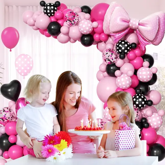 123pcs Pink and Black Balloon (Pink, Black) {4}
