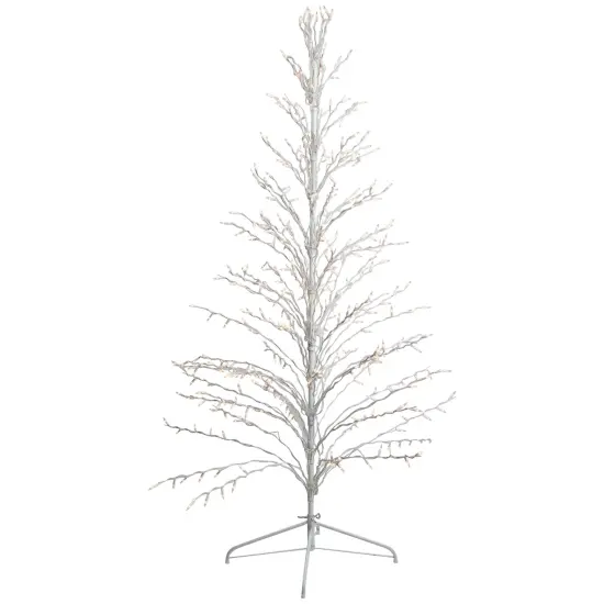 Northlight Lighted Cascade Twig Outdoor Christmas Tree - 6' - White - Clear Lights {5}
