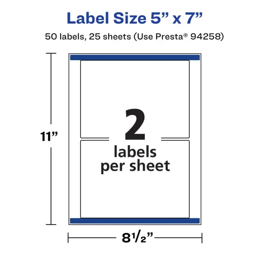 Avery Matte White Rectangle Labels, 5" x 7" {5}
