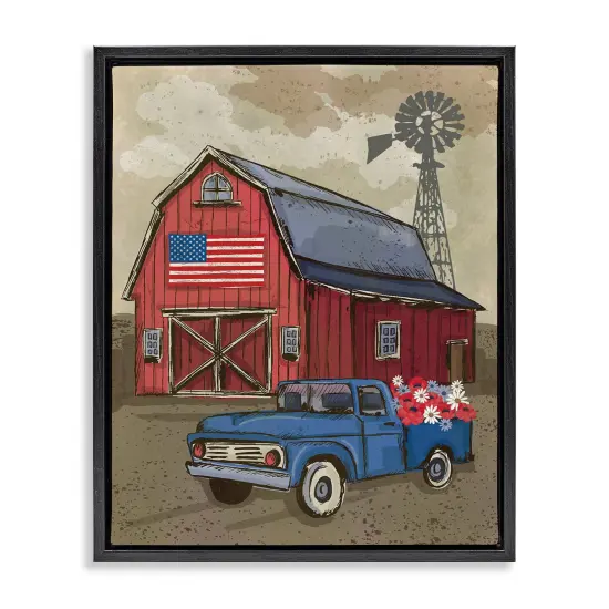 Stupell Industries Vintage Americana Barn Framed Floater Canvas Wall Art Design by Lisa Perry Whitebutton {1}