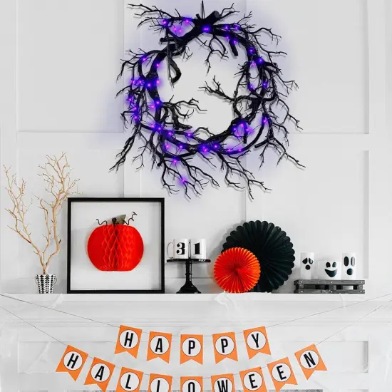 Halloween Black Branch Wreath Signs {3}
