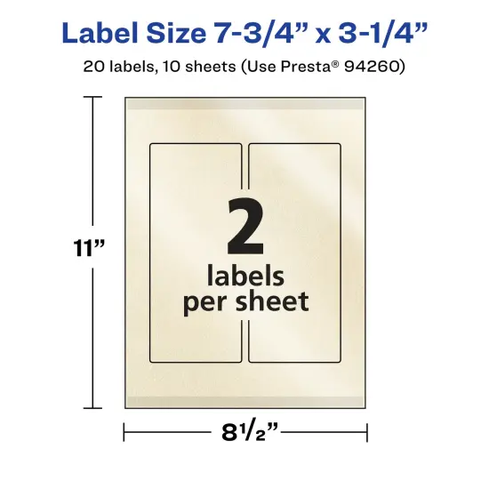 Avery Pearlized Ivory Rectangle Labels with Sure Feed Technology, Print-to-the-Edge, 7.75" x 3.25" {5}