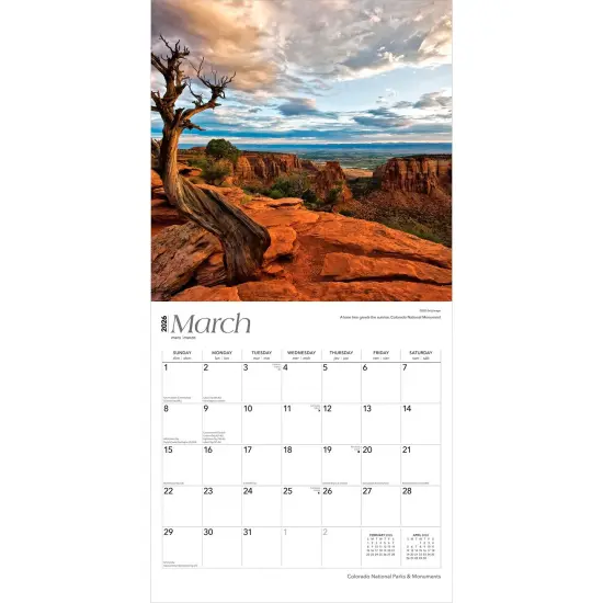 Colorado National Parks & Monuments | 2026 12 x 24 Inch (Hanging) Monthly Square Wall Calendar | Plastic-Free {3}