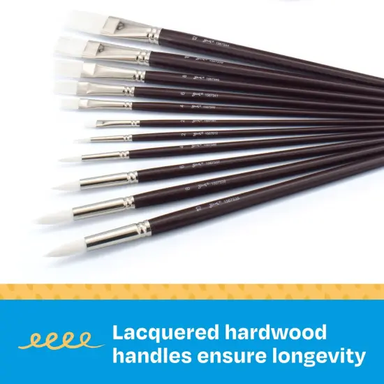 Sax Optimum White Synthetic Taklon Paint Brushes with Long Handles, Assorted Sizes, Red, Set of 72 {7}