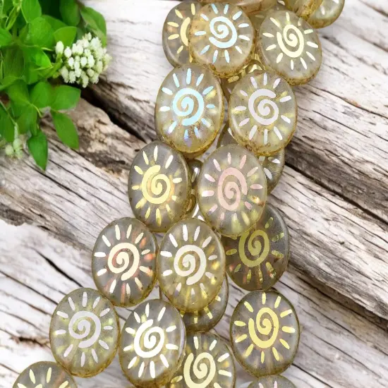 *8* 17mm Crystal Picasso AB Laser Tattoo Sun Coin Beads {3}