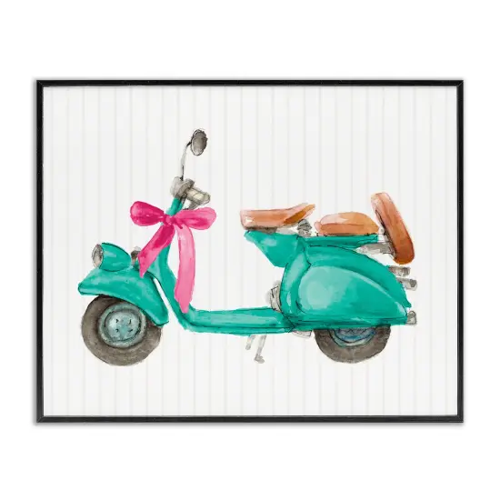 Stupell Industries Turquoise Scooter & Bow Framed Giclee Wall Art Design by Lanie Loreth {1}