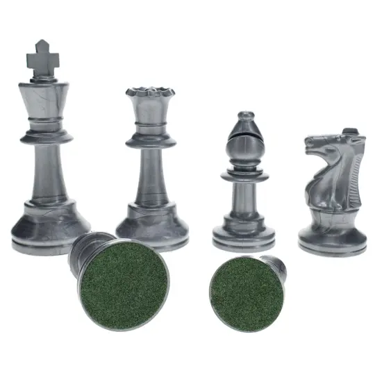 WE Games Color Bright Plastic Staunton Tournament Chess Pieces with 3.75 in. King - Half Chess Set of Chess Pieces Only, Silver {2}