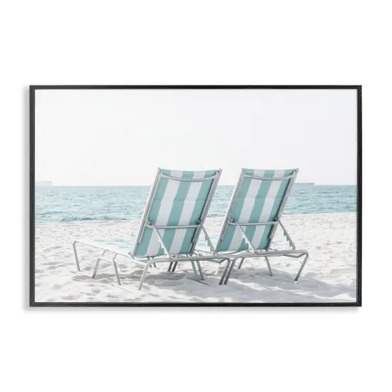 Stupell Industries Blue Beach Chairs Pair Framed Giclee Wall Art Design by Elena Chukhlebova {1}