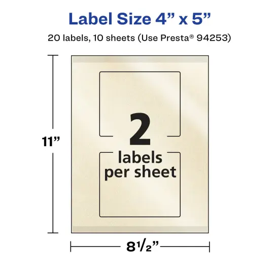 Avery Pearlized Ivory Rectangle Labels with Sure Feed Technology, Print-to-the-Edge, 4" x 5" {5}