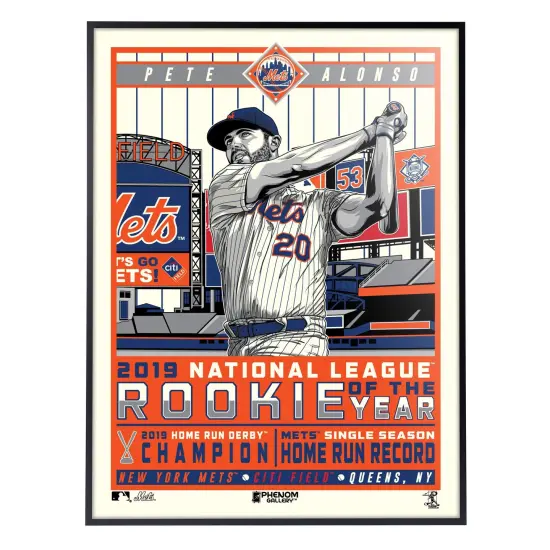 Phenom Gallery New York Mets Pete Alonso 2019 Rookie of the Year Deluxe Framed Serigraph Print {1}