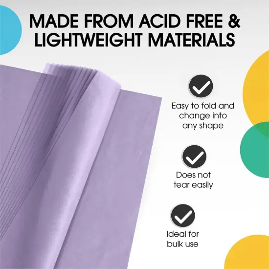 Tissue Paper for Gift Bags - 15" x 20"Bulk Tissue Paper Dark Blue 480 Sheets - 10lb Newsprint for Packing, Birthday Gift Box Filler, Packing Supplies for Moving SuppliesLavender {4}