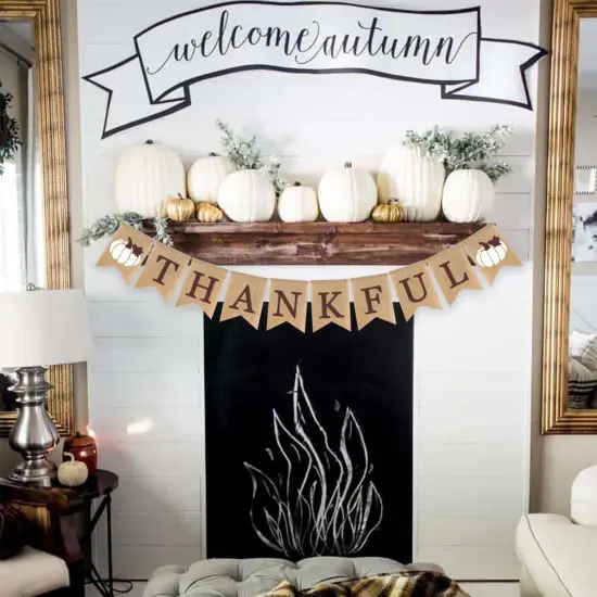 Thankful Banner Holiday Decorations (white) {5}