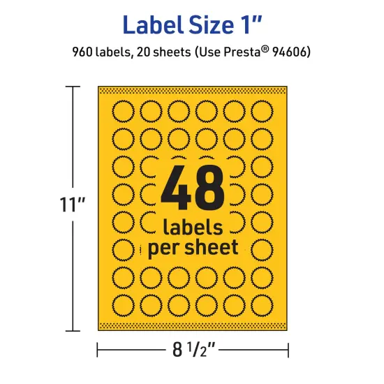 Avery Bright Yellow Paper Labels, 1" Starburst {5}