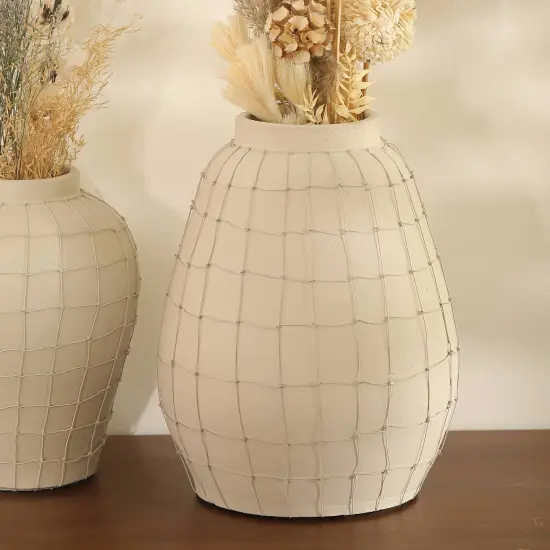 Decorative Terracotta Handcrafted Vase with Wireframe {1}