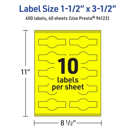 Avery Neon Yellow Paper Labels, 1.5" x 3.5" Wraparound {5}