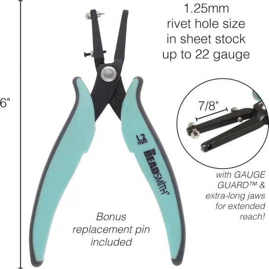 The Beadsmith Punch Plier with Gauge Guard and Extra Pin, 1.25 Millimeters, Metal Hole-Punching Tool {3}