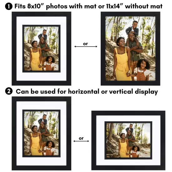 Americanflat 11x14 Picture Frame with Decorative Inner Mat Accent - Use as 8x10 with Mat or 11x14 without the Mat - Statement Frame with Shatter-Resistant Glass {10}