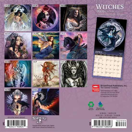 Witches Alchemy OFFICIAL | 2026 7 x 14 Inch (Hanging) Monthly Mini Wall Calendar {2}