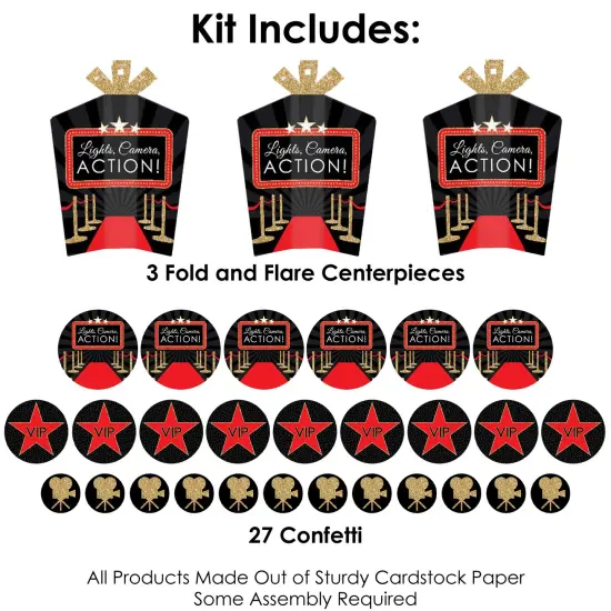 Big Dot of Happiness Red Carpet - Movie Night Party Decor and Confetti - Terrific Table Centerpiece Kit - Set of 30 {4}
