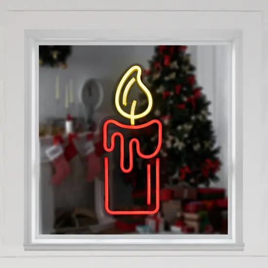 Northlight LED Candle Neon Lighted Christmas Wall or Window Decoration - 12" Red {1}
