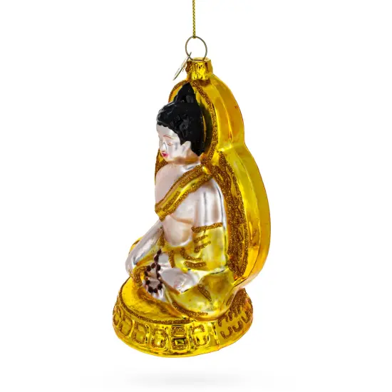 Golden Buddha Glass Christmas Ornament {3}
