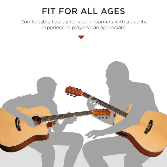 Best Choice Products Beginner Acoustic Electric Guitar Starter Set 41in w/ All Wood Cutaway Design, Case Natural {6}