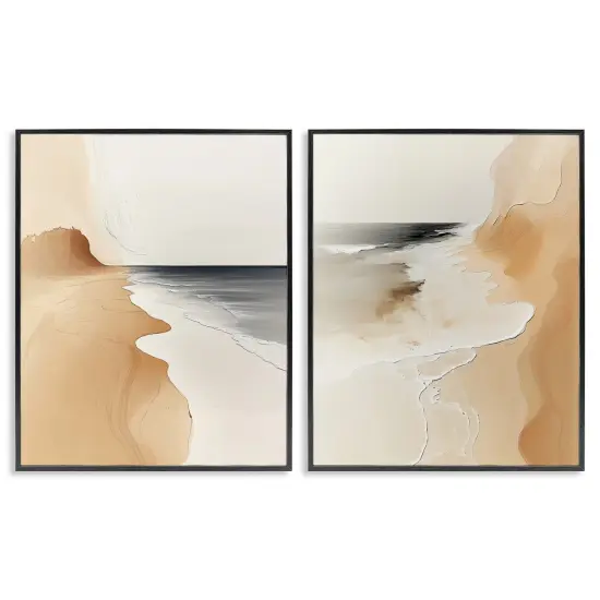 Stupell Industries Abstract Beach Dunes 2pc Framed Giclee Set By Annabelle Hall {1}