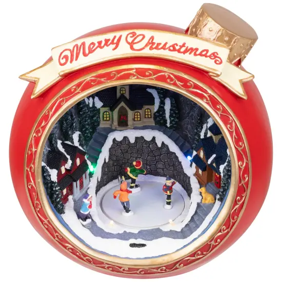 Northlight LED Lighted and Musical Christmas Village Scene in Ornament - 10.75" Red {3}