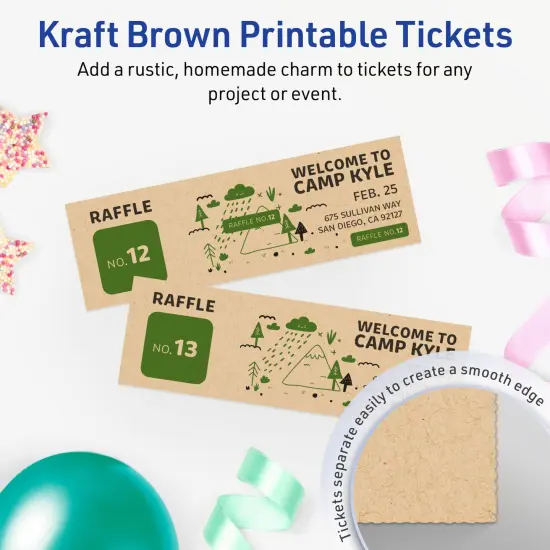 1-3/4" x 5-1/2" Rectangle, Kraft Brown Tickets {2}