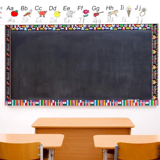 Hispanic Heritage Month Bulletin Board (blue-purple-pink pattern) {6}