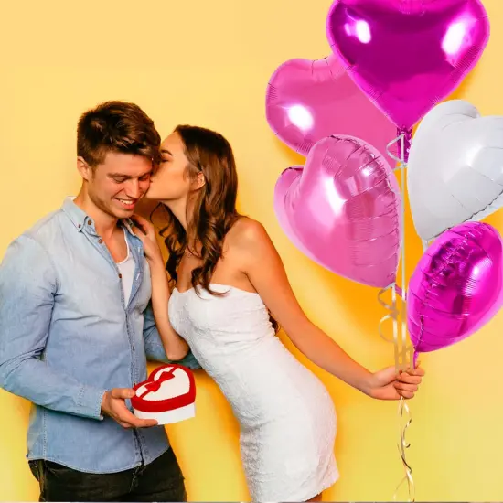 30Pcs 18 Inch Pink White Heart Balloons Hot Pink Heart Shape Foil(Pink White Rose Red) {4}