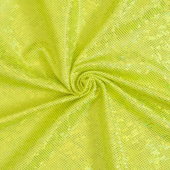 1 Yard Shatter Glass Hologram Stretch Nylon Spandex Fabric 4 Way 60" Width Lime Green {4}