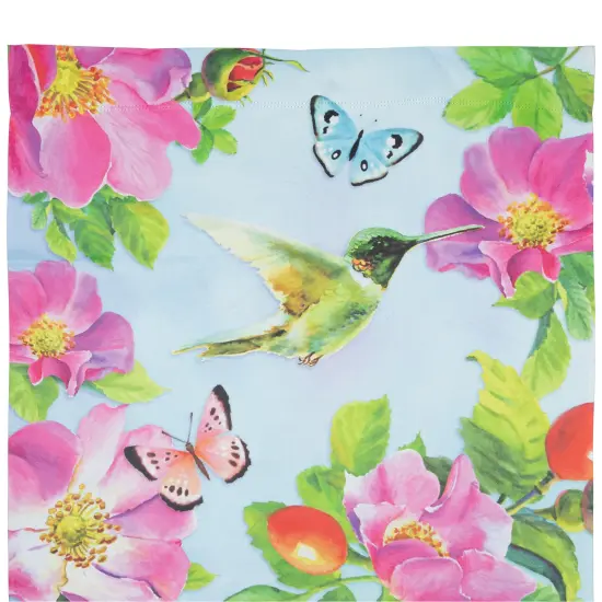 Northlight Welcome Hummingbird Floral Outdoor House Flag 28" x 40" Blue {6}
