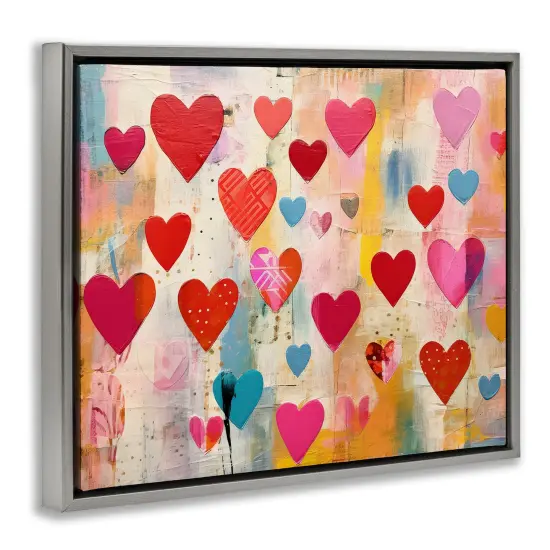 Stupell Industries Playful Patterned Hearts Framed Floater Canvas Wall Art Design by LSR Design Studio {3}