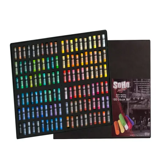 SoHo Urban Artist Soft Pastels Set of 120 Unique, Vibrant Colors - Half Stick 1.3" Long, Soft Pastels for Artists, Velvety Texture, Lightfast, Perfect for Layering & Blending {1}
