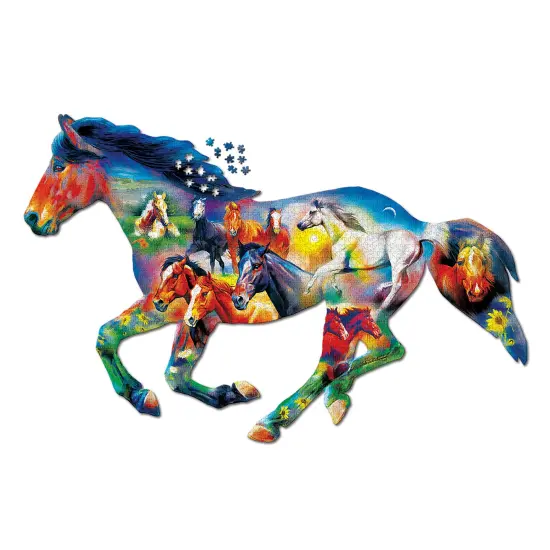 Collections Etc Horsing Around 1,000-Piece Horse-Shaped Jigsaw Puzzle {1}