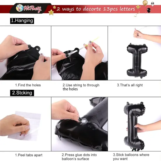 23pcs Birthday Balloons Banner(black) {3}
