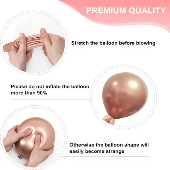 100 Pcs 12 Inches Pink Balloon (Hot Pink Rose Gold) {3}