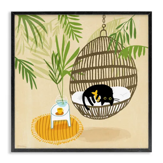 Stupell Industries Sleepy Cats on Porch Swing Framed Giclee Wall Art Design by Leeza Hernandez {1}