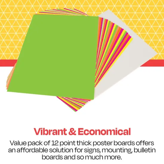 School Smart Poster Board, 11 x 14 Inches, White/Assorted Neon Colors, Pack of 50 {6}