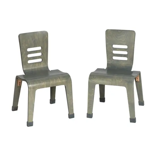 Bentwood Chair, 14in Seat Height, Stackable Seats, 2-Pack Grey Wash {1}