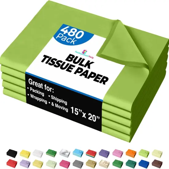Tissue Paper for Gift Bags - 15" x 20"Bulk Tissue Paper Dark Blue 480 Sheets - 10lb Newsprint for Packing, Birthday Gift Box Filler, Packing Supplies for Moving SuppliesLime {1}
