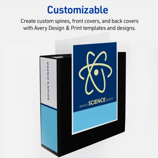 Avery Heavy-Duty View 3 Ring Binder, 4 Inch One Touch EZD Rings, 780-Sheet Capacity, 4.5 Inch Wide Spine, Customizable Clear Cover and Spine, 1 Black Binder (79604) {5}