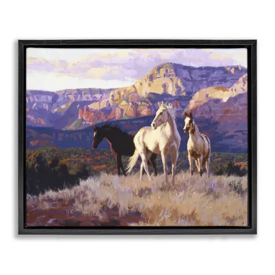 Stupell Industries Horses Peering Over Mountainside Floating Frame By Claire Goldrick {1}